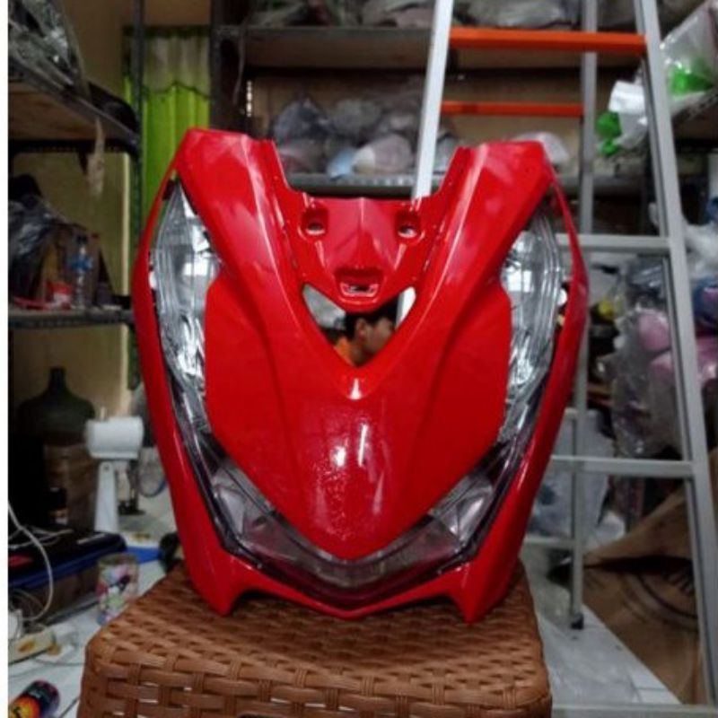 Tameng panel body depan full set Reflektor lampu + sen Beat new Led K1A 2020 2021 merah cabe Ferrari
