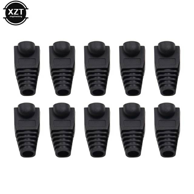 Karet Pelindung 50 Pcs Sarung Konektor RJ45 CAT5E CAT6 Plugboot plug boot Warna Hitam