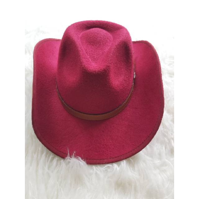 Topi Koboy High Class fedora Cowboy laken tali gesper Koboi bludru import