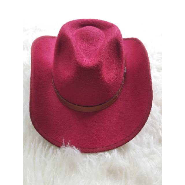 Topi Koboy High Class fedora Cowboy laken tali gesper Koboi bludru import