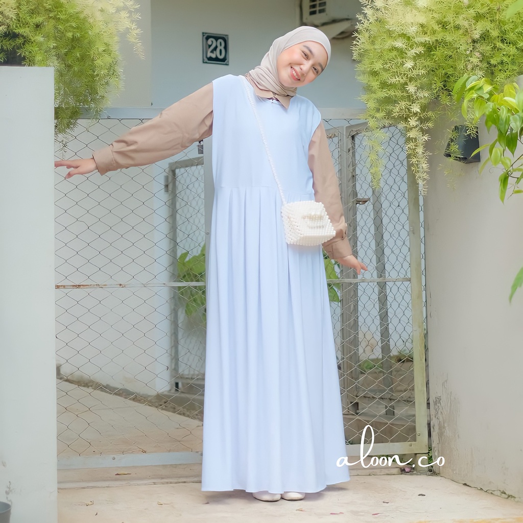 Ranne Inner Dress Jersey Premium Busui Friendly – Iner Dress Tanpa Lengan – Basic Dress Gamis Polos