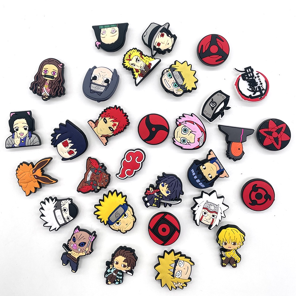 Charms jibbitz Action Figure anime Naruto Demon Slayer Blade Untuk Dekorasi Sepatu