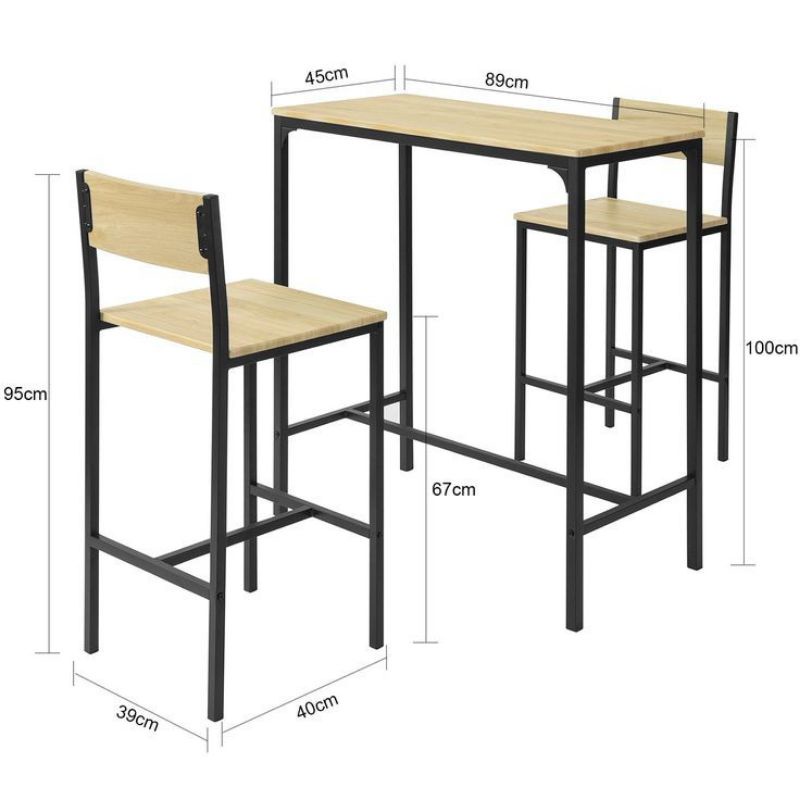 Meja Makan Set 2 Kursi Minimalis/Meja Set Kursi Cafe/Bar