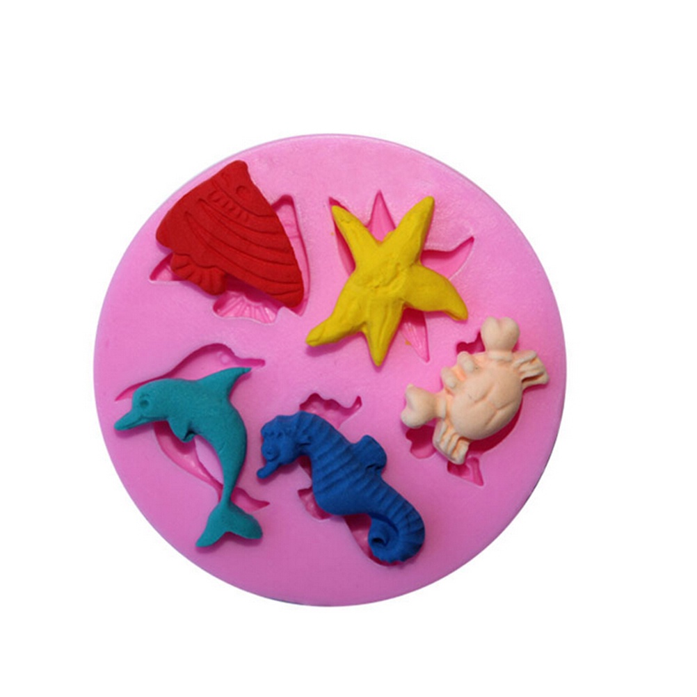 {LUCKID}New Sea Beach Silicone Cake Sugarcraft Mold Fondant Soap Chocolate Moulds 1PC