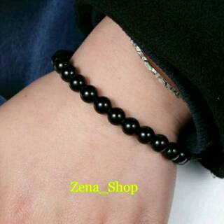  Gelang  Batu Natural Black Onyx Black jade Giok  Hitam 