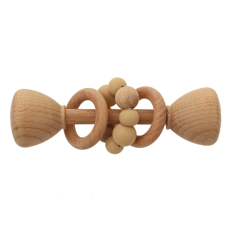 Mary 1PC Mainan Rattle Teether Bahan Kayu Untuk Bayi