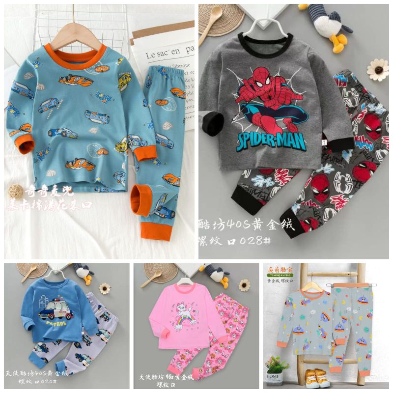 Pakaian Baju Tidur Anak Lengan Panjang Import 1-9 Tahun PP FIT