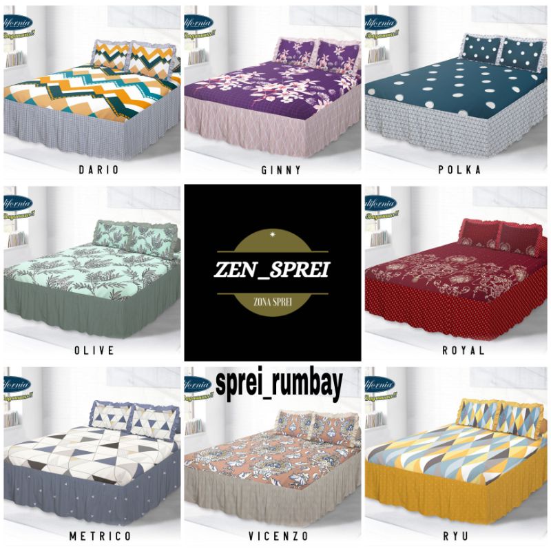 READY Sprei Rumbay / Renda Ukuran 180x200 - California Motif Minimalis / Flowers RE2100