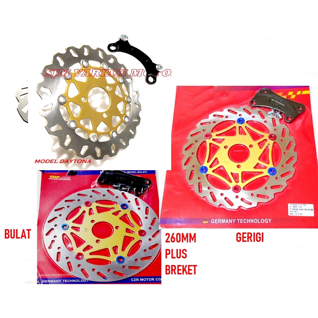 PIRINGAN LEBAR DEPAN FINO-MIOJ-MIOGT-SOULGT 115-AEROX 125-fino karbu-fino f1 DLL PIRINGAN BESAR 260MM