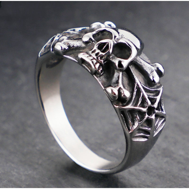 Gothic Steel Skull Rings Man Punk Rock Skeleton Men Ring Male Punk Rock Party Jewelry Accessories