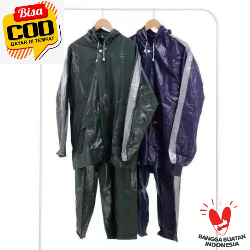 Mantel Jas Hujan Elmondo 921 Setelan Jaket Baju Celana New Basic Allsize Setara XL