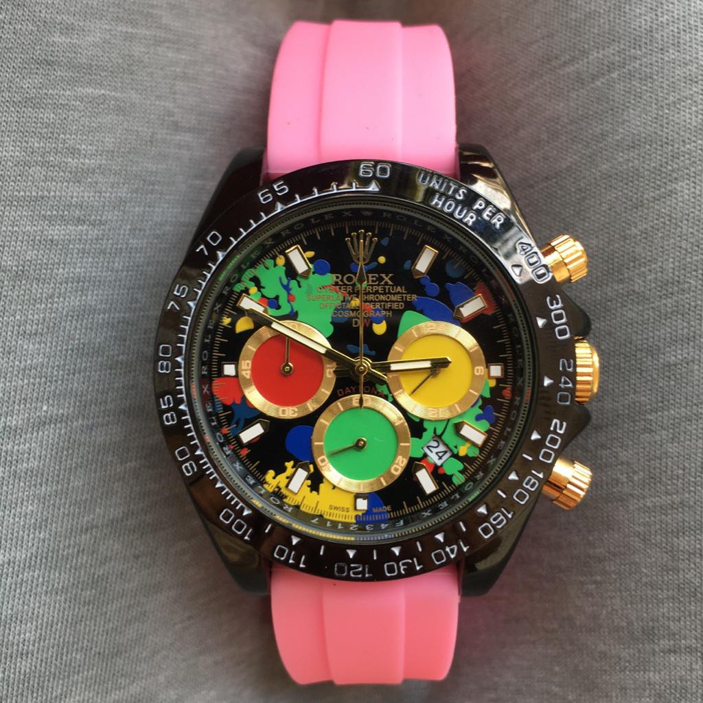 NEW JAM TANGAN WANITA ROLEX RUBBER V-255 CHRONO AKTIF