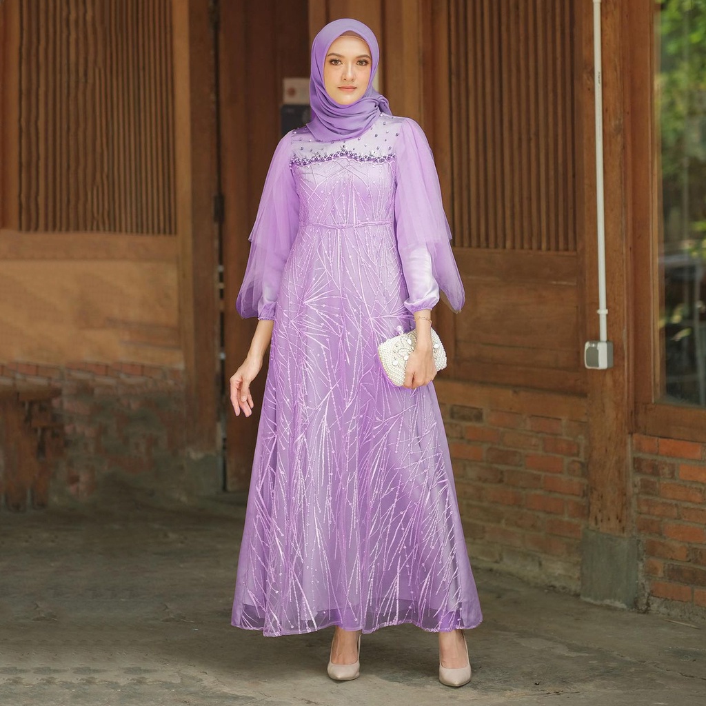 READY JUMBO GAMIS BROKAT JUMBO NADINE LUNA GAMIS WANITA MODERN TILLE MAXY DRESS GAMIS KONDANGAN | DR