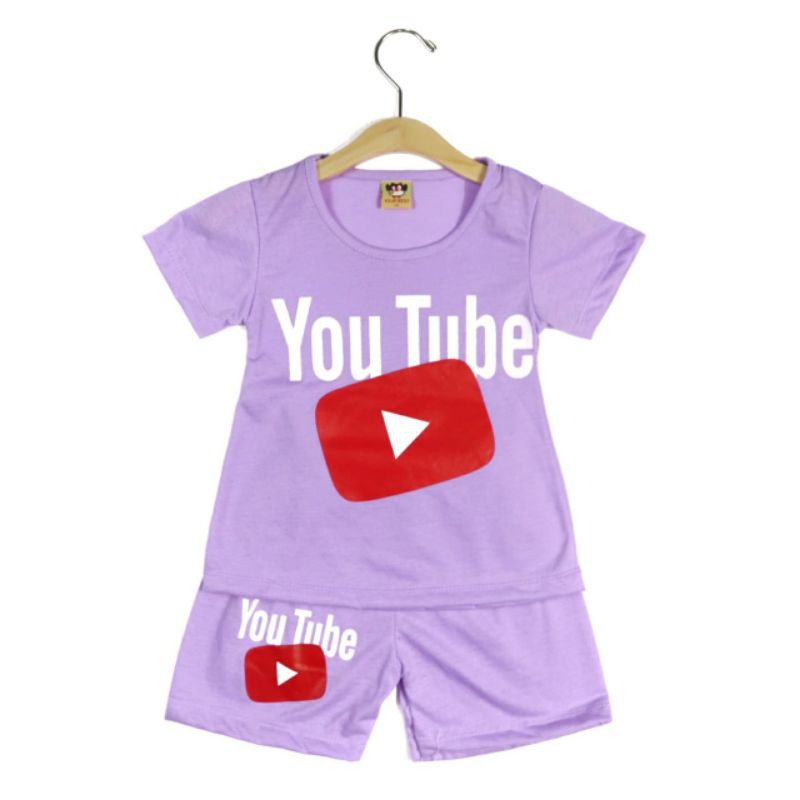 SETELAN SIKUNING PAKAIAN BAJU ANAK PEREMPUAN MOTIF YOUTUBE 2-7 TAHUN