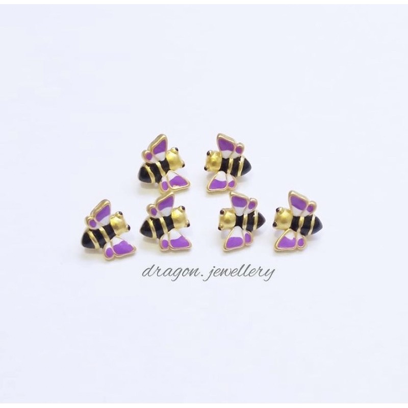 charm hongkong emas 24K lebah cat ungu