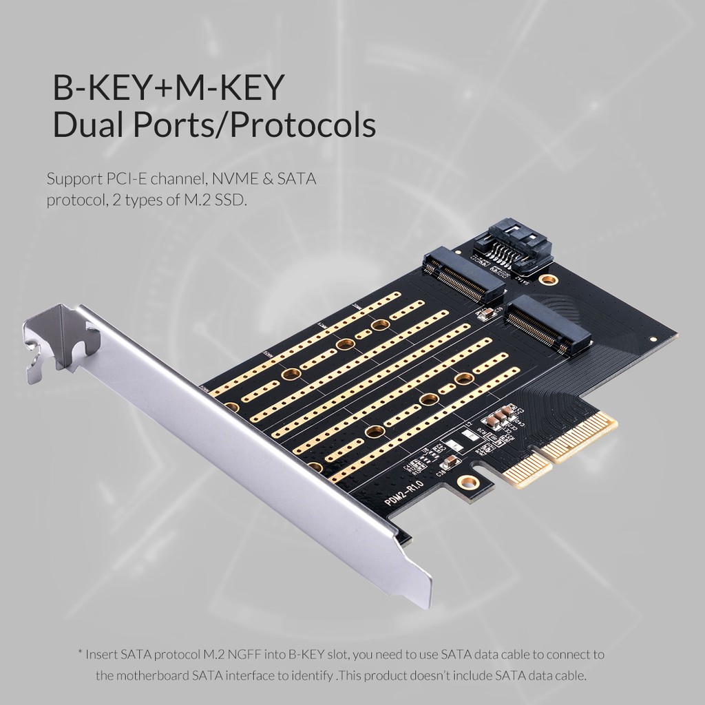 Pci express x4 Orico ssd m2 2 port Nvme 32Gbps Ngff sata 6Gbps 4tb pdm2 - Pci-e 3.0 X4 m.2 B M-key expansion card