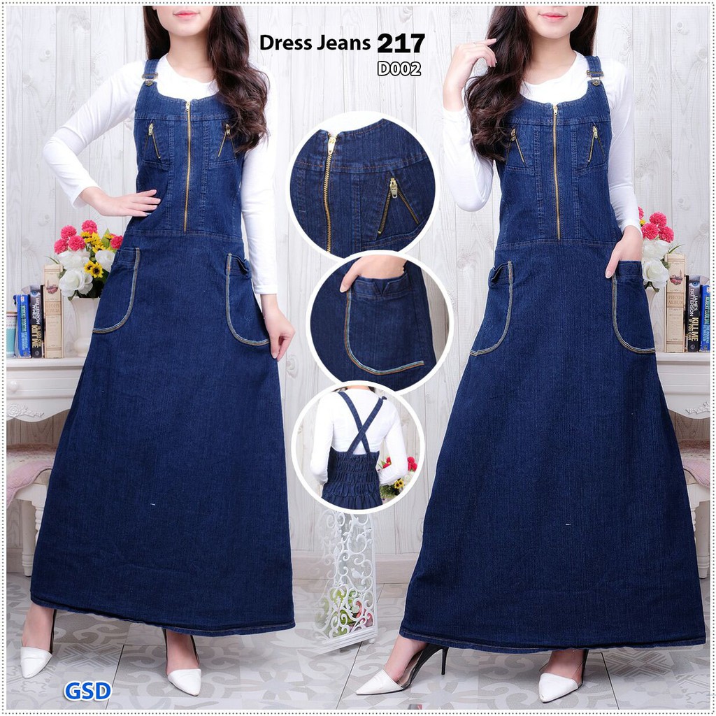 Dress Jeans 217/rok jeans panjang wanita murah/rok jeans wanita/Maxi Jeans Denim Premium