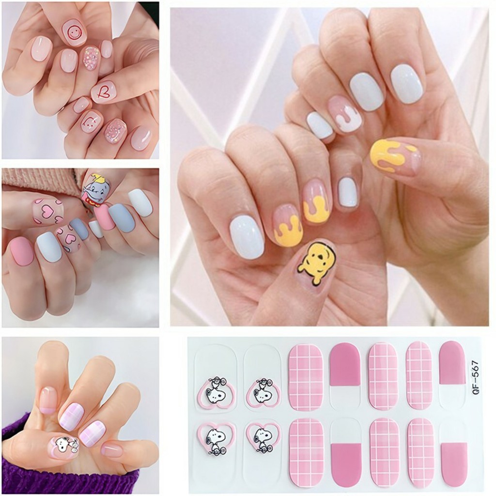 #Curved Stiker Kuku Premium Motif Cartoon 3D | Nail Sticker 14 PCS