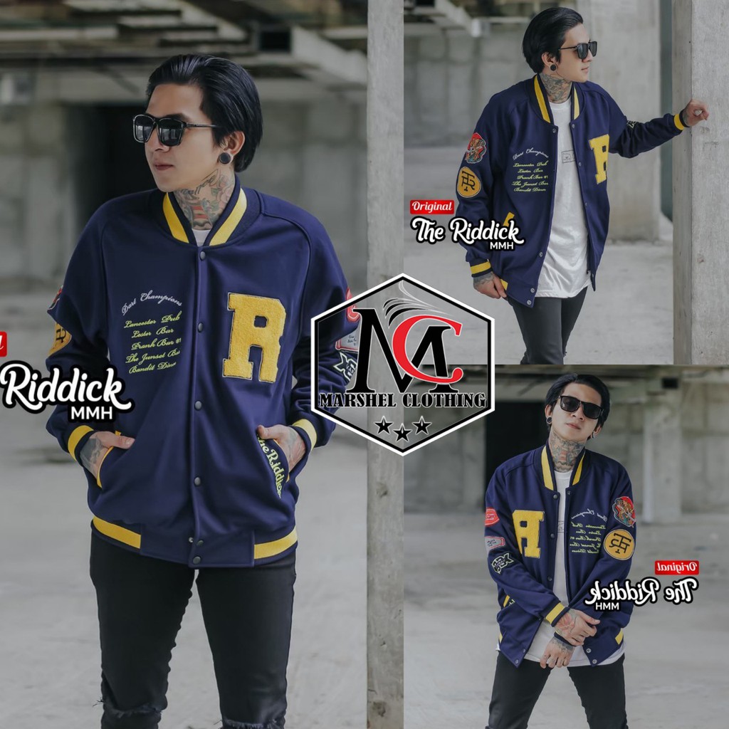 RCL - JAKET VARSITY BASEBALL FLEECE COTTON - JAKET VARSITI THE RIDDICK ORI - JAKET VARSITY MODEL TERBARU JAKET