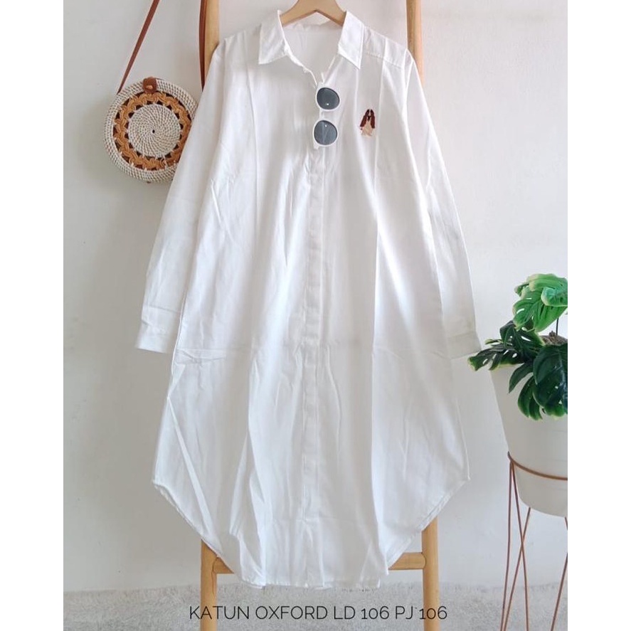 SPESIAL LONG TUNIK PUTIH HP BORDIR BAHAN OXFORD IMPORT / FASHION WANITA KEKINIAN BEST SELLER