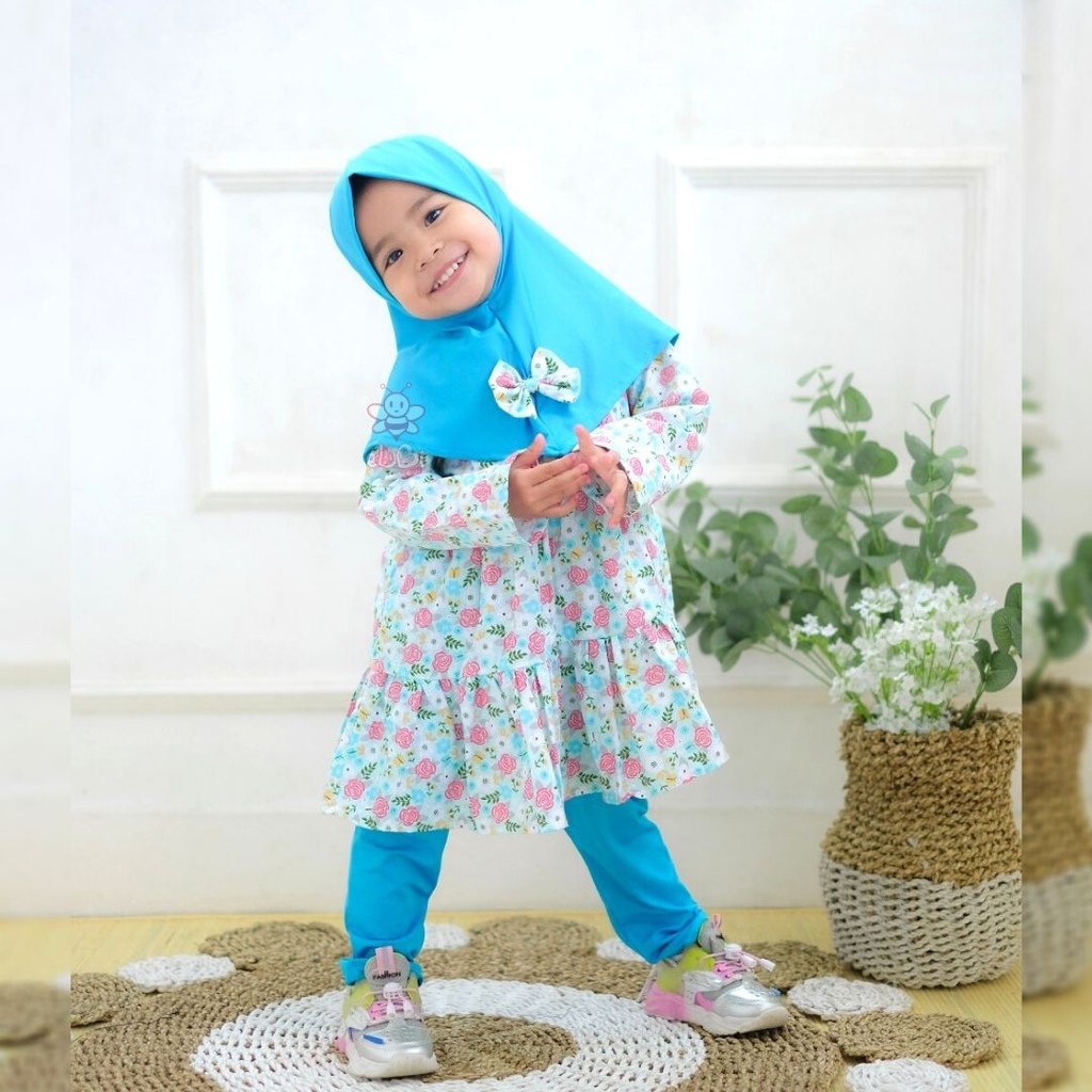 Baju Muslim Anak Perempuan / Baju Muslim Anak 1 Tahun / Setelan Muslim Anak Taalia eLBi