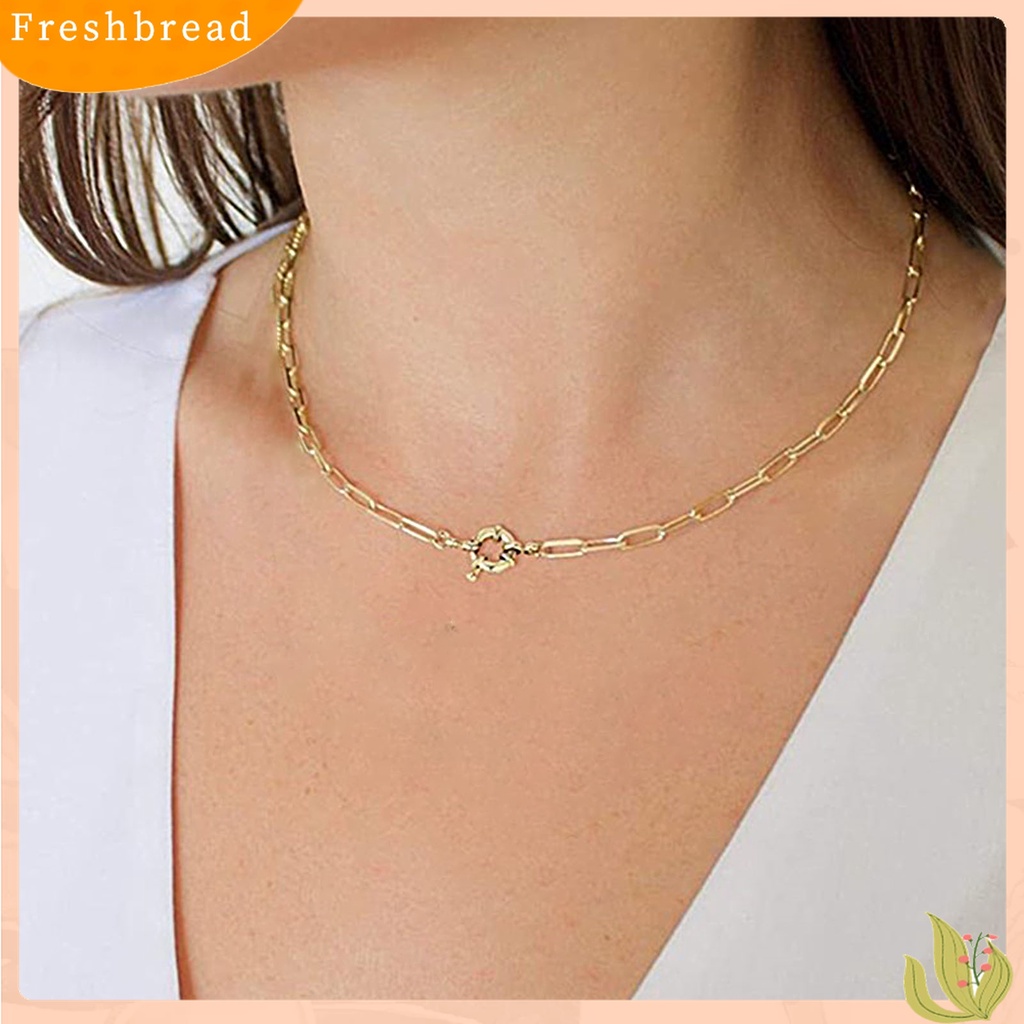 Terlaris Women Electroplated Oval Pendant Paperclip Necklace Choker Chain Jewelry Gift