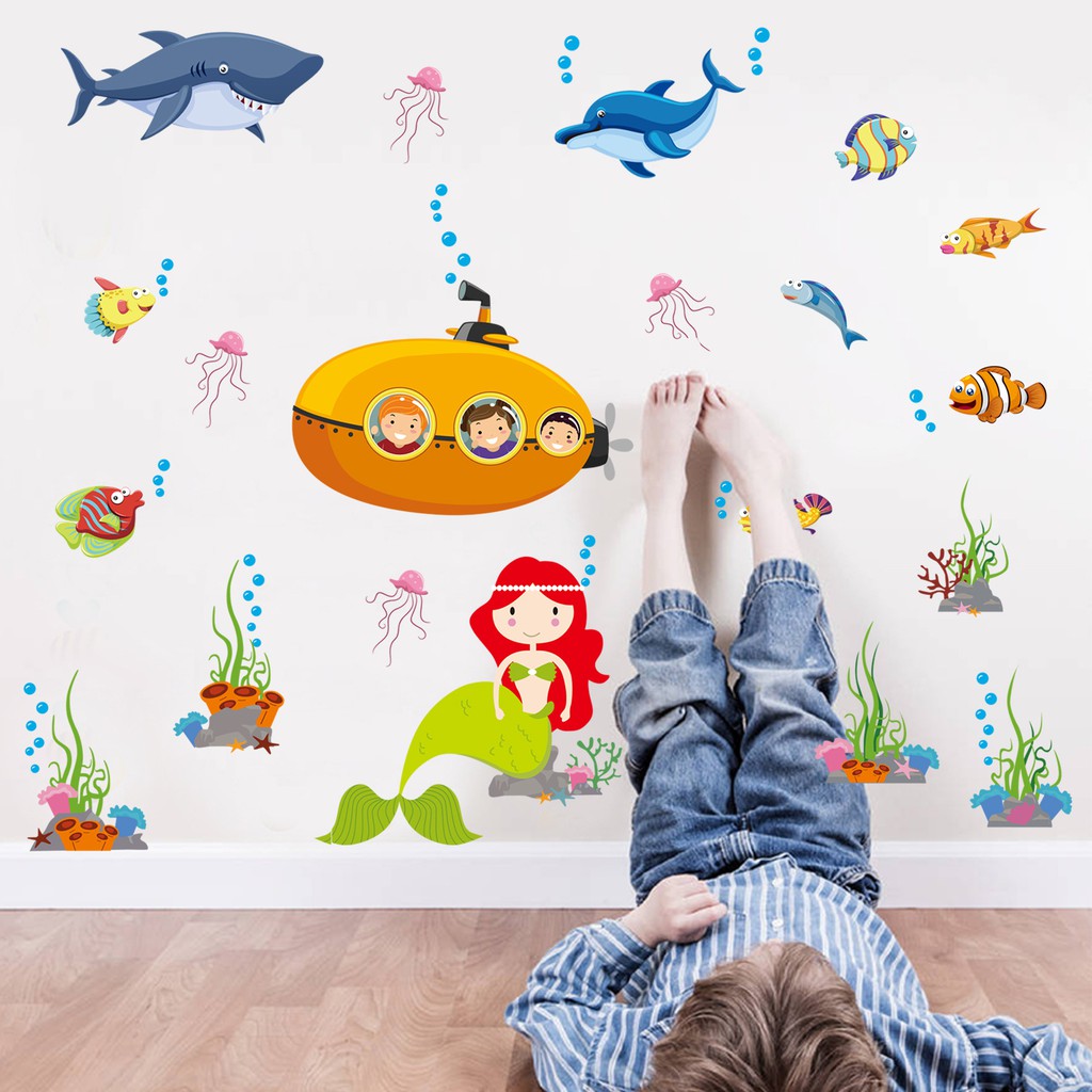 RELIZA Wall Sticker / Stiker Dinding 60X90 IKAN PAUS HIU FISH TOILET KAMAR MANDI JM7262