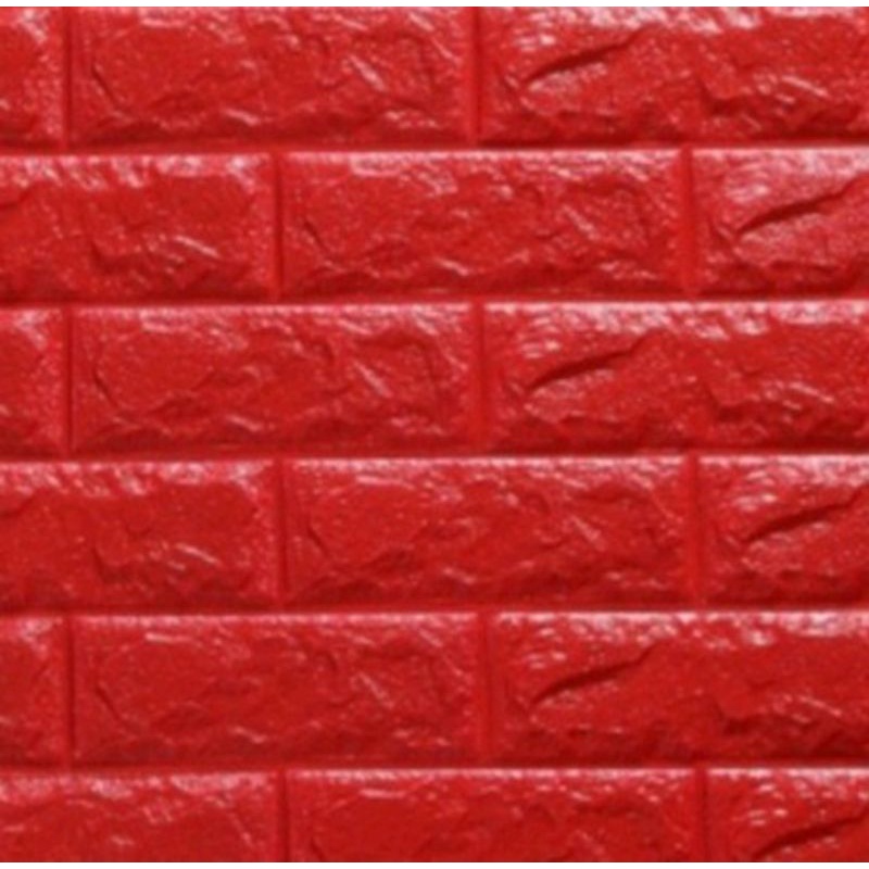 Wallpaper Bata 3D Foam 70x77cm BrickFoam Premium Warna-Merah