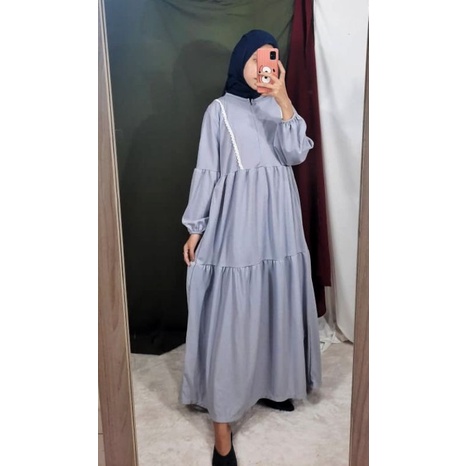 Gamis Wanita Lengan Panjang BUSUI Fashion Muslim Ersa Fit  L-XL Lingkar Dada 100cm Panjang 130cm