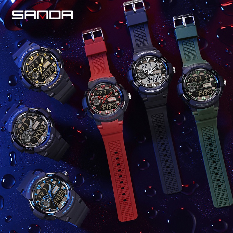 SANDA 6082 Jam Tangan Pria Digital Analog Tali Rubber Shockproof Anti Air WATCHKITE WKOS