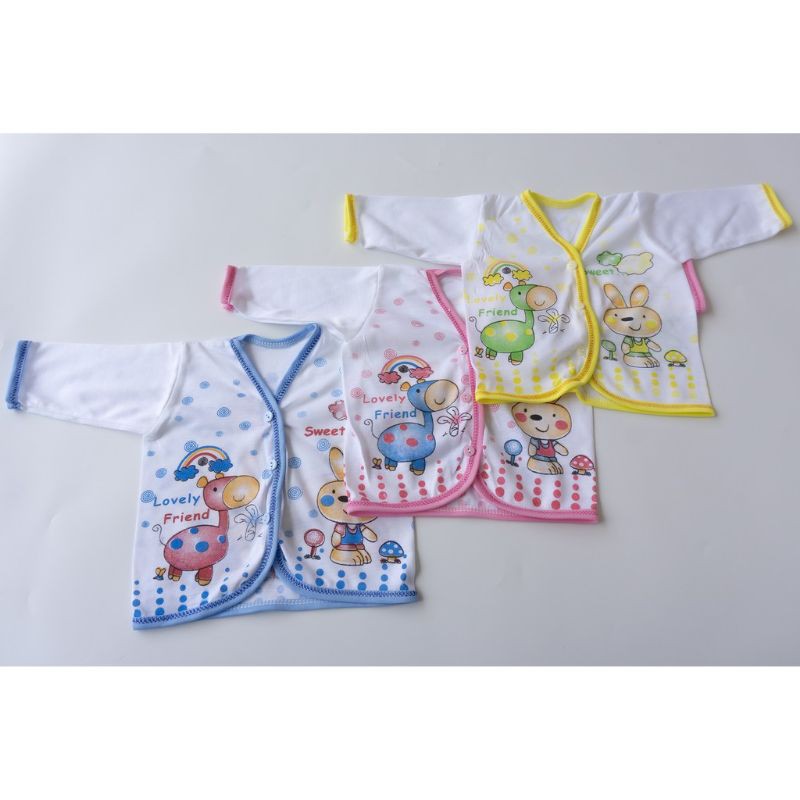 6 PCS BAJU LENGAN Panjang Bayi Putih Sablon