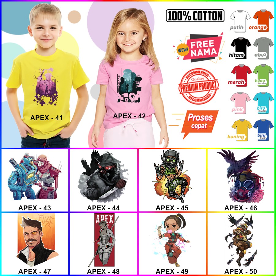 Baju Kaos ANAK DAN DEWASA APEX LEGENDS COUPLE (FREE NAMA)