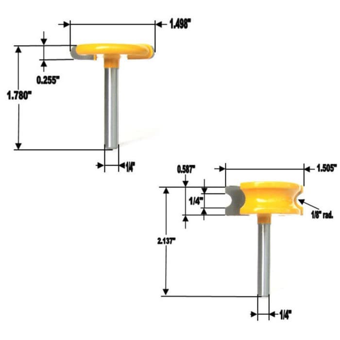 Mata Profil Flute and Bead Canoe Sambungan Papan Kayu Router Bit MPT04