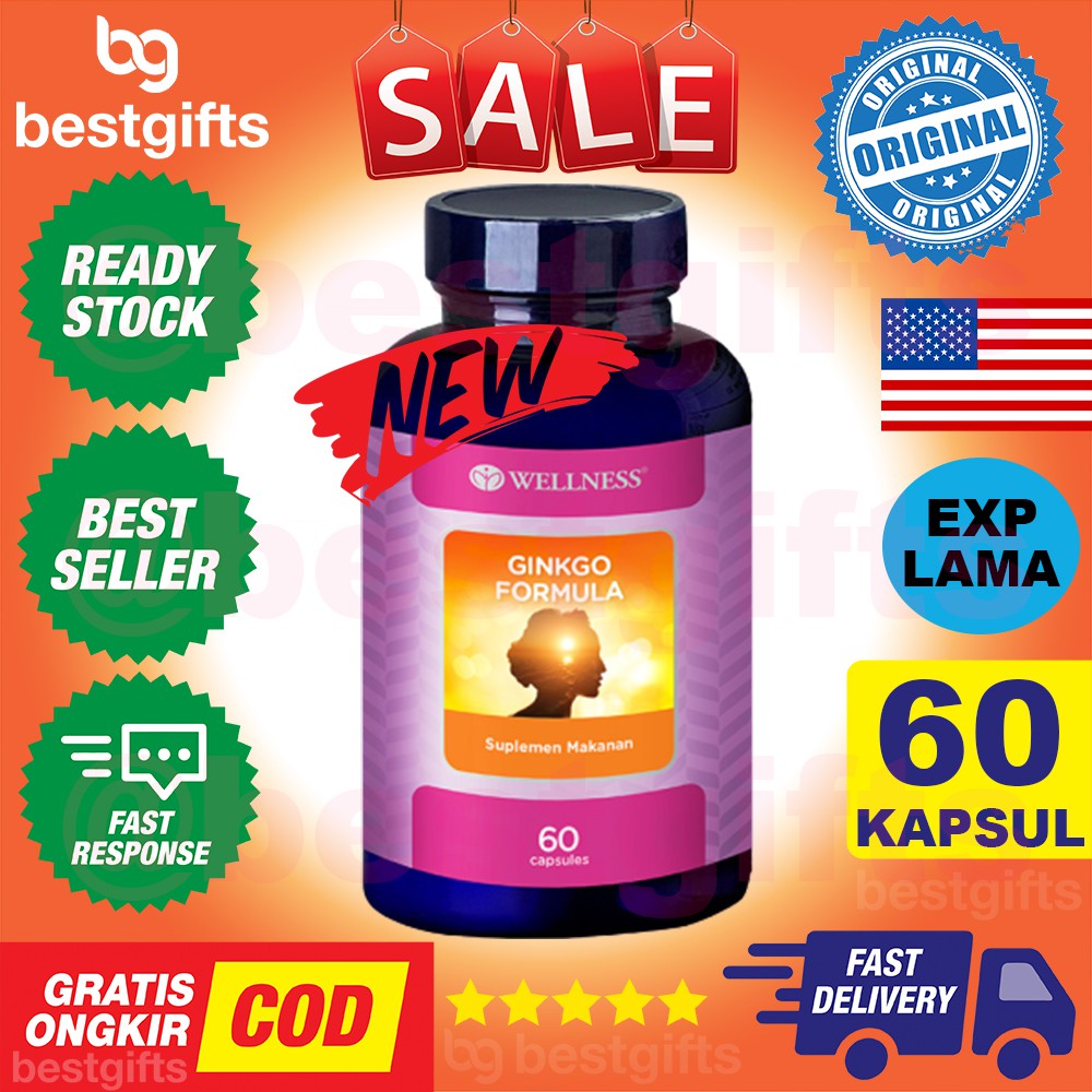 WELLNESS GINKGO GINKO GINGKO GINGO BILOBA FORMULA VITAMIN DAYA INGAT SARAF OTAK VERTIGO 60 KAPSUL