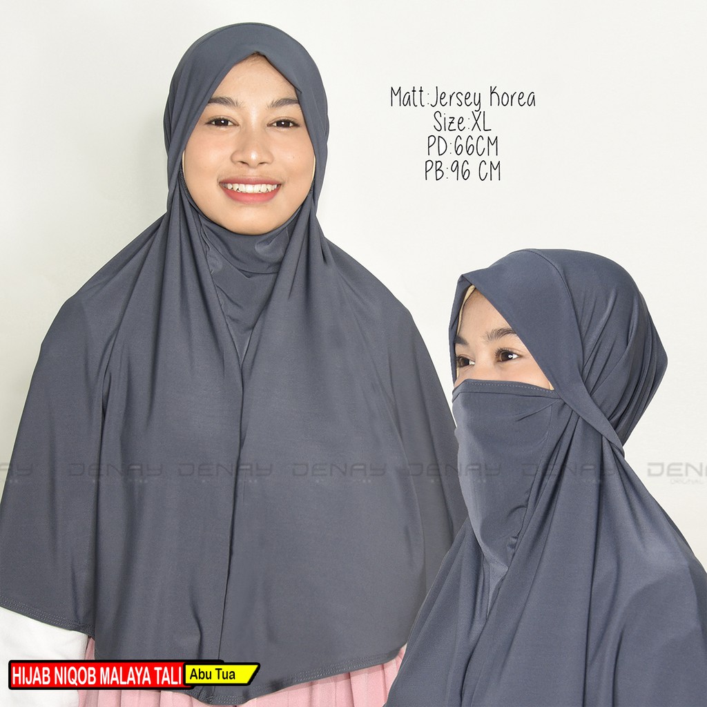 TOKODENAY - Hijab Masker - Niqab Malaya 2in1 - Bahan Jersey - Jilbab Wanita Muslimah - Best Seller