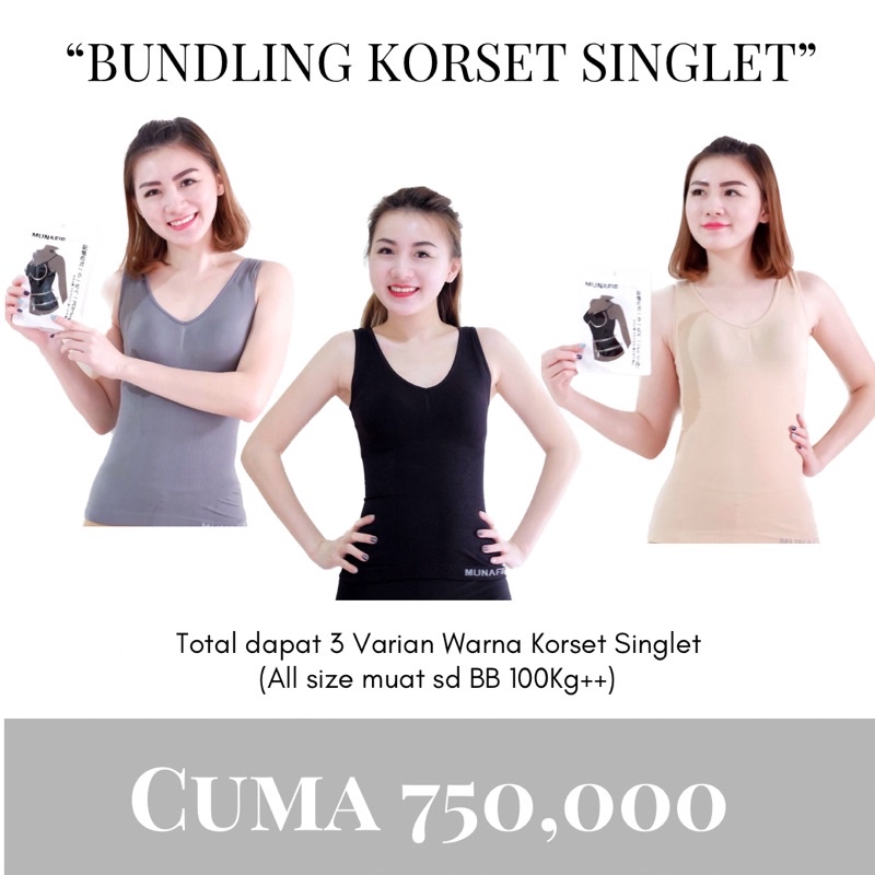 BUNDLING 3 WARNA KORSET SINGLET!!