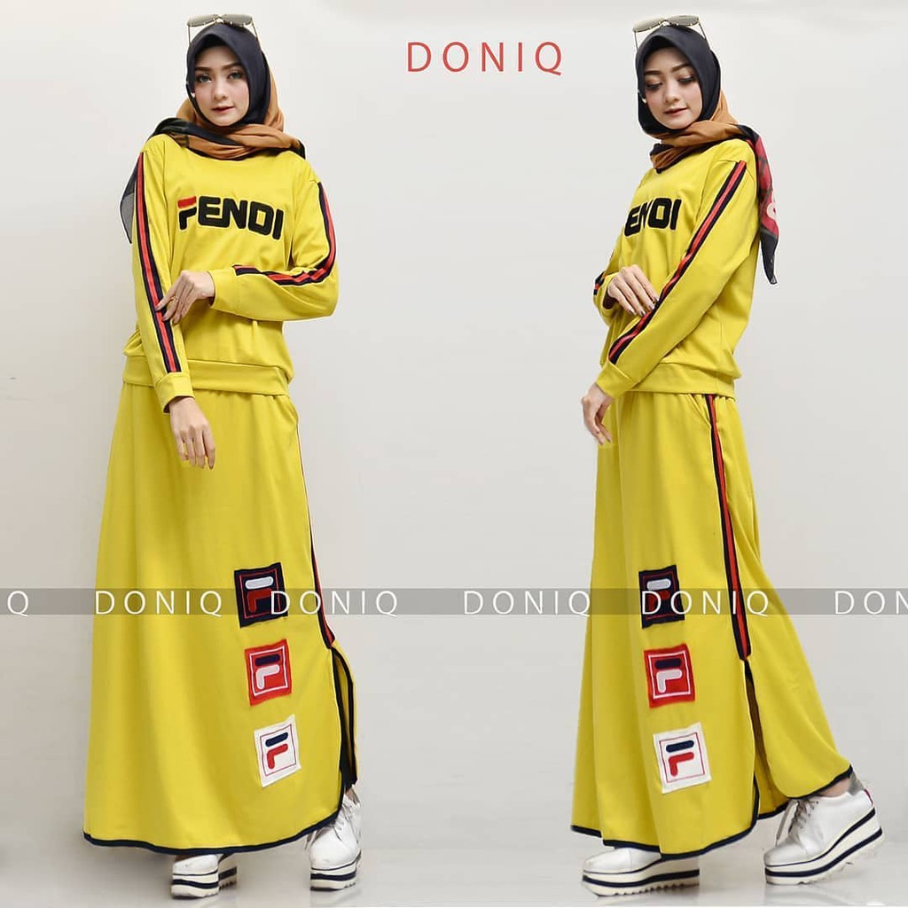  GAMIS FENDI  ORI MEGA STORE BAHAN SCUBA PRINTING MIX MISBY 