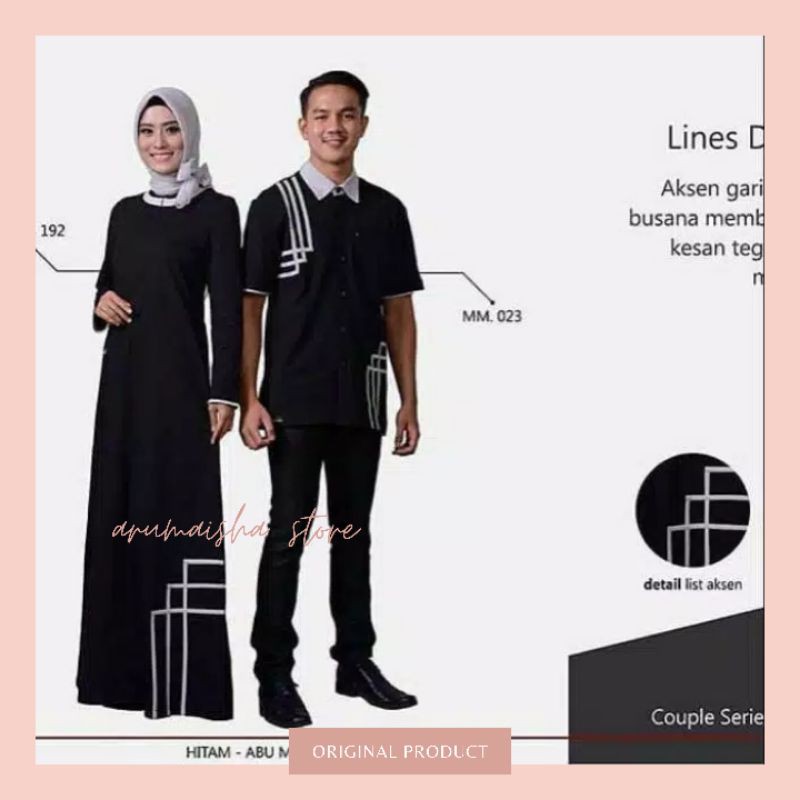 MUTIF Baju Couple Hitam Gamis Koko Casual Terlaris