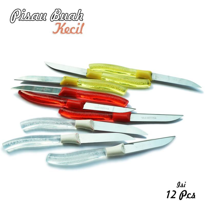 Pisau Ukir Buah Hias Stainless isi 12 pcs / Fruit Knife - Random