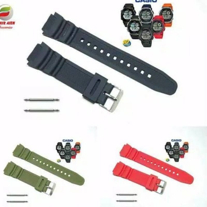 Strap Tali Jam Casio W-216H W216-H W216H W 216 H Free Pen
