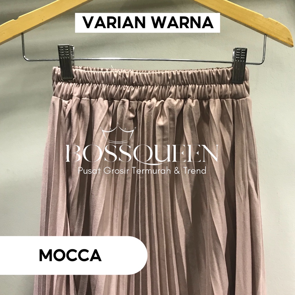 ROK PLISKET BAWAHAN PANJANG JUMBO/ROK. KERJA WANITA MUSIMAH TERMURAH TERLARIS-Mocca