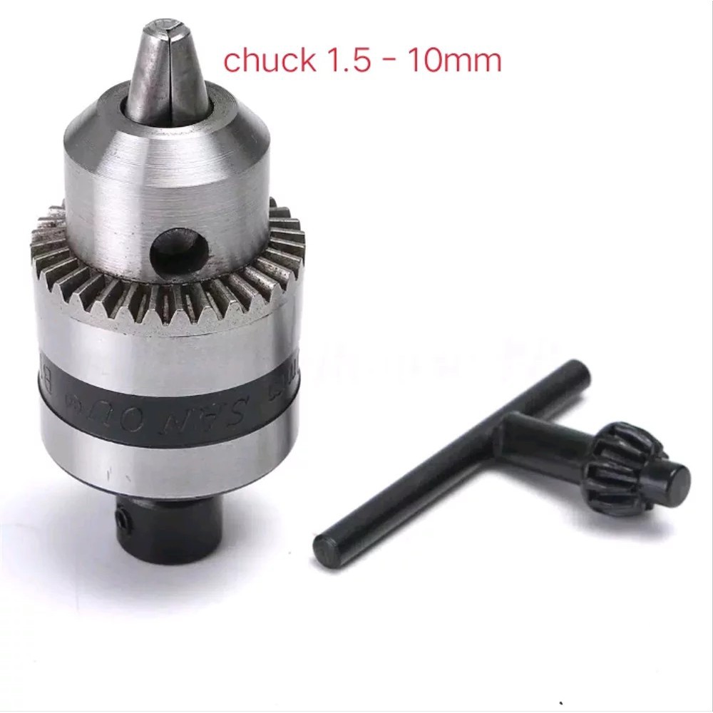 Kepala mesin bor / Drill Chuck B12 1.5 - 10mm Plus Konektor As 5mm Buat Type Dc775