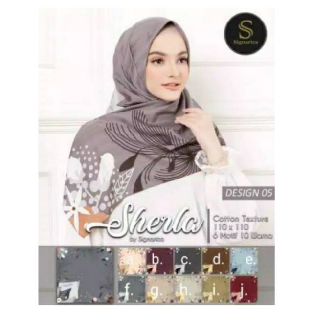 Jilbab Segi Empat Motif Sherla by Signarica