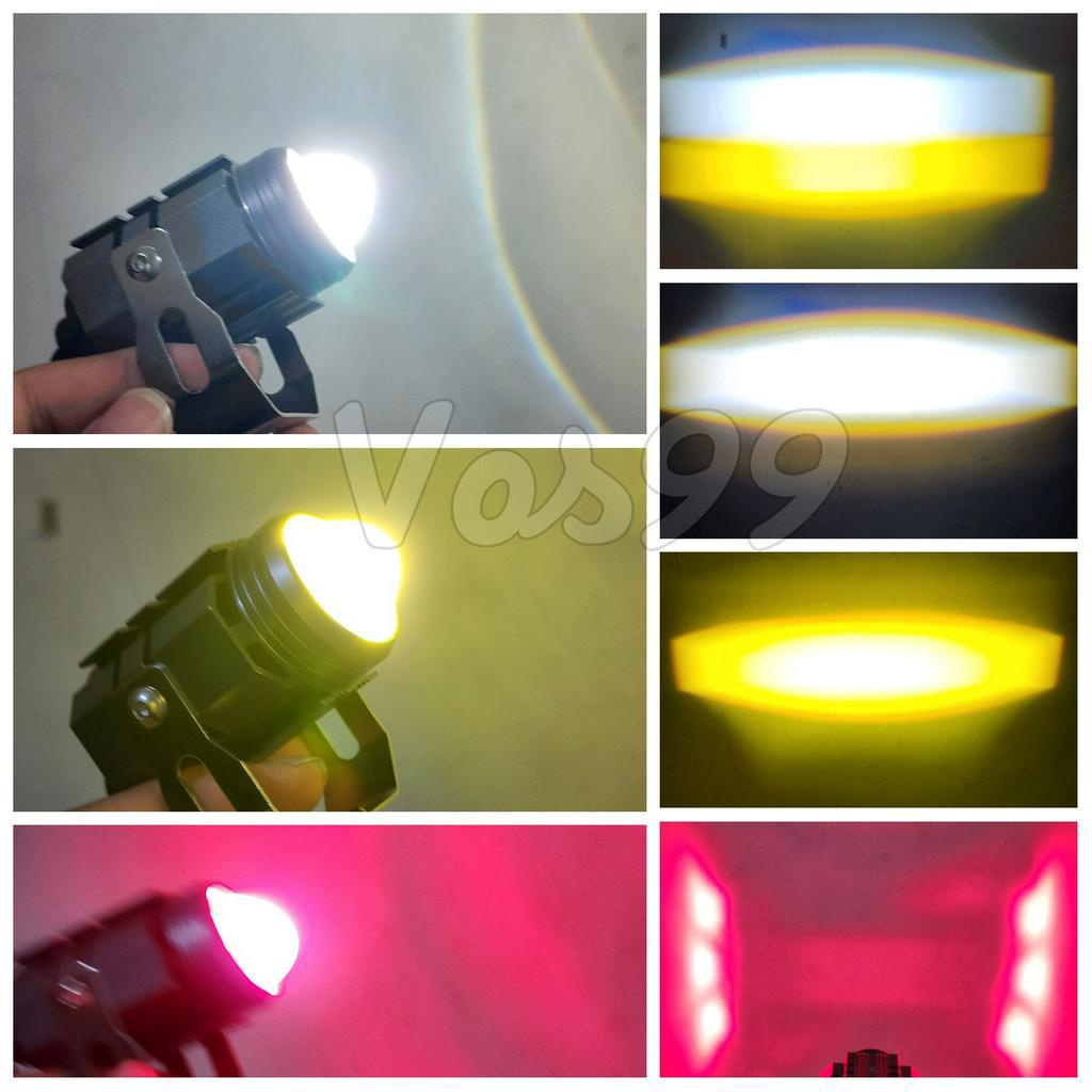 1 Buah Lampu Tembak Laser D2 + Devil Eye + Sorot High &amp; Low 2 Warna LED Driving - Waterproof