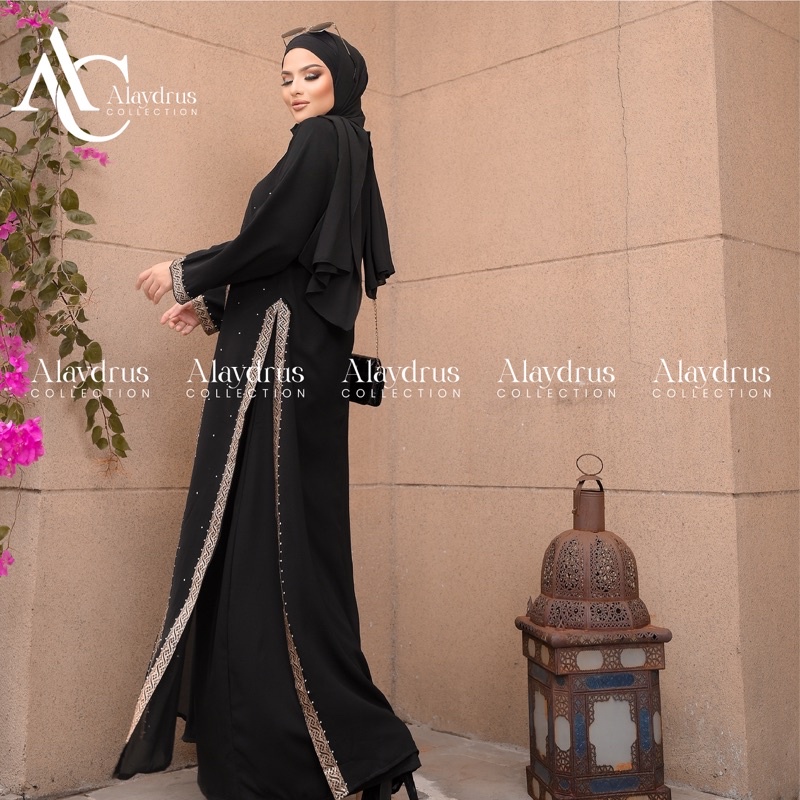 Baju Muslim Abaya Bordir Gamis Maxi Dress Arab Saudi Bordir Zephy Turki Umroh Sifon tengah India