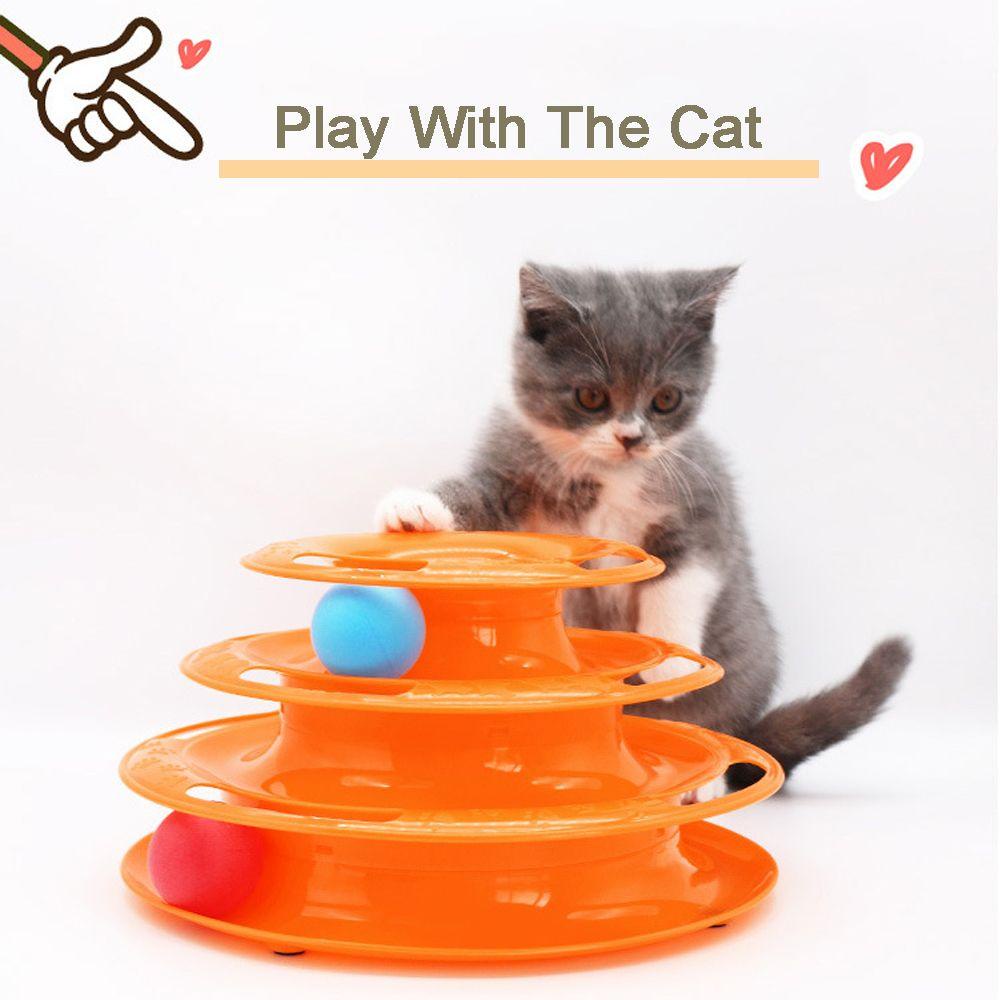 Solighter Tower Mainan Kucing Track Interaktif Mainan Pets Training Roller Balls Toys