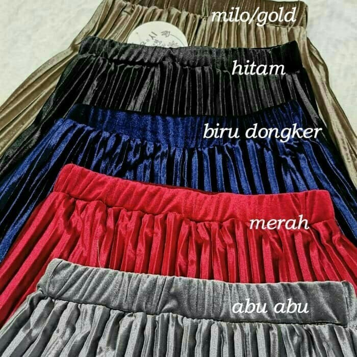 ROK PLISKET PAYUNG PANJANG BELUDRU IMPORT