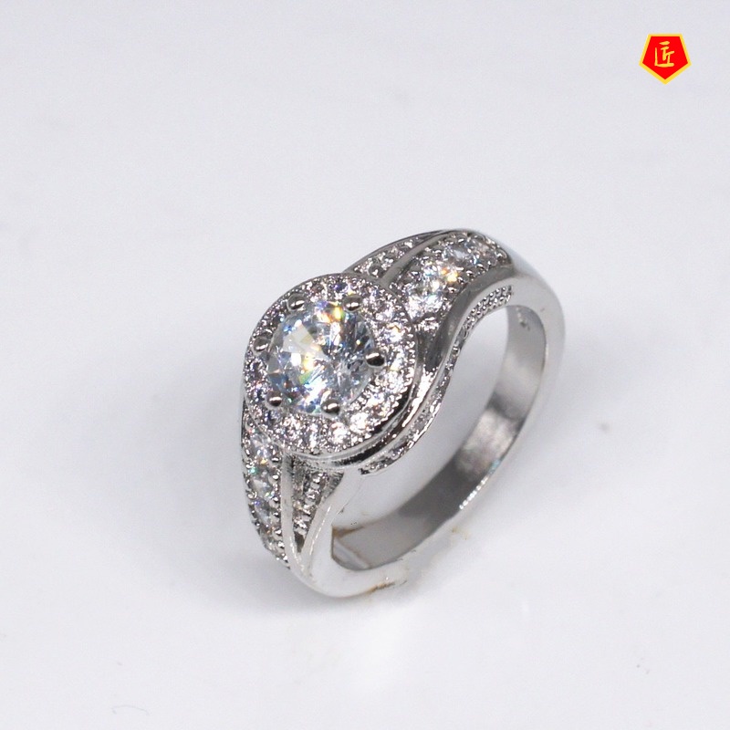 [Ready Stock]925 Silver Ring Full Diamond Spring Shape Creative Fashion