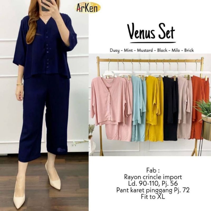 venus set cringkle premium setelan wanita polos busui