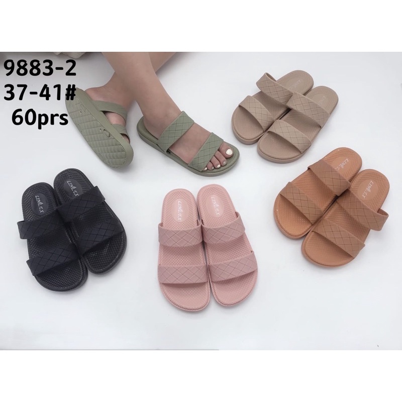 Sandal Slip On Wanita Tali Dua Kepang 9883-2 Model Klom Kokop